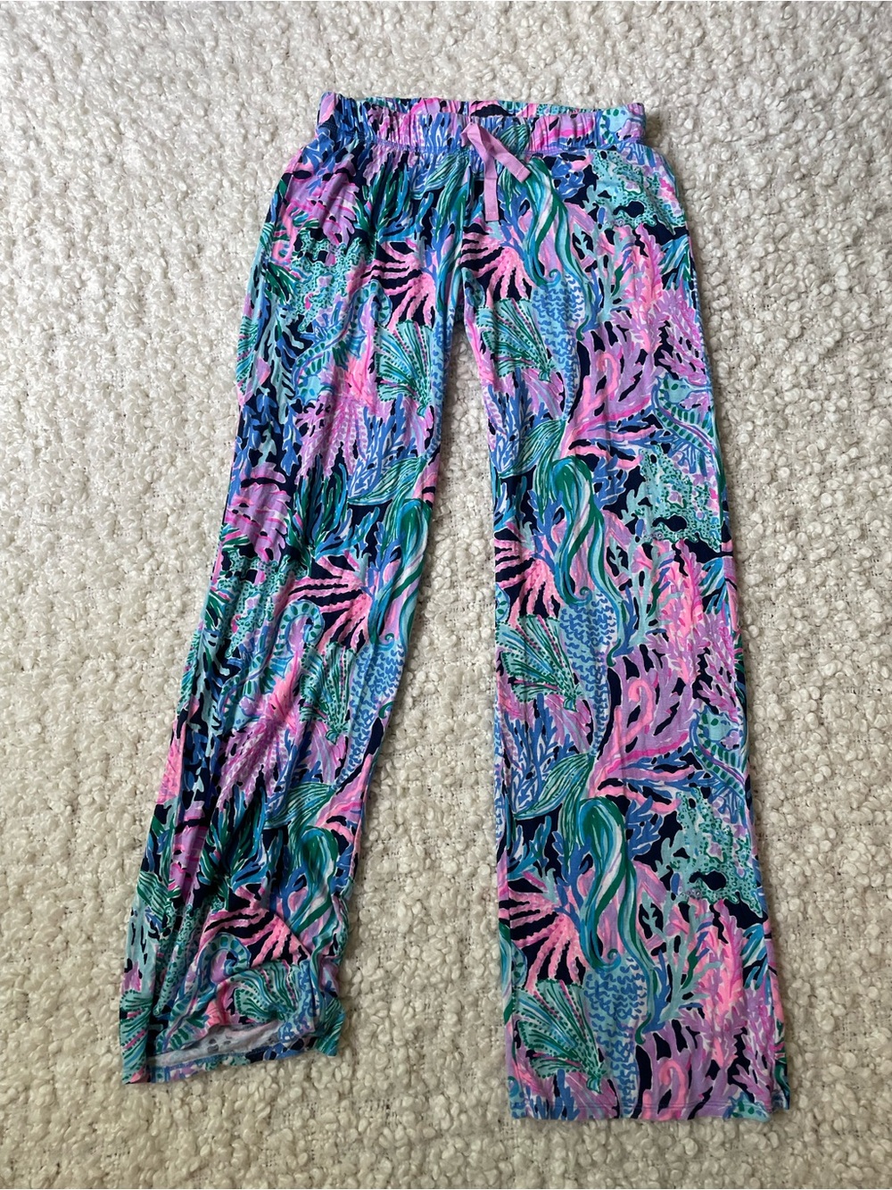 Lilly Pulitzer Pajama Pants Oyster Bay Navy Drawstring Soft Knit Size XS